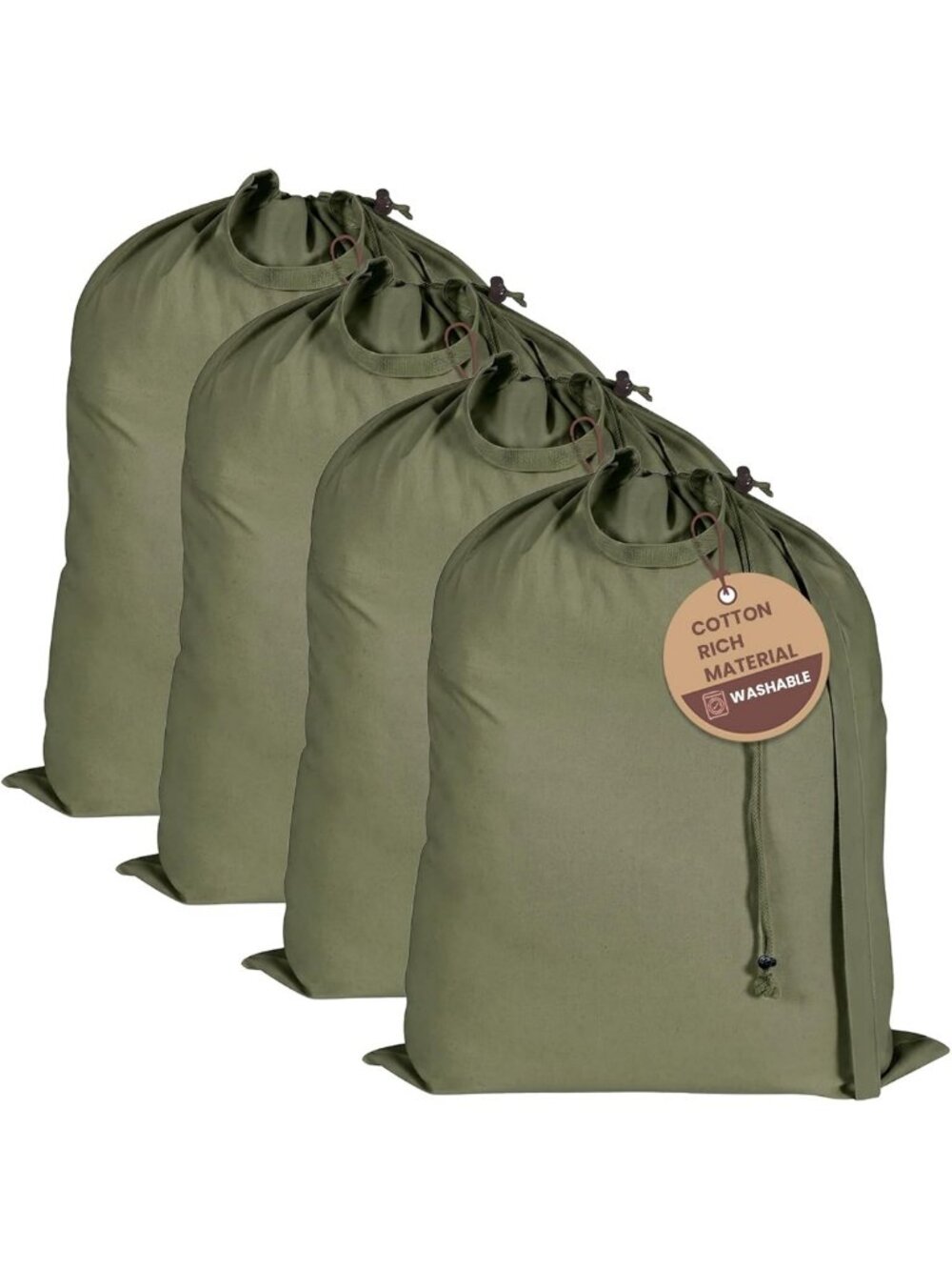 Large Cotton Canvas Laundry Bag with Drawstring & Handles - Heavy Duty